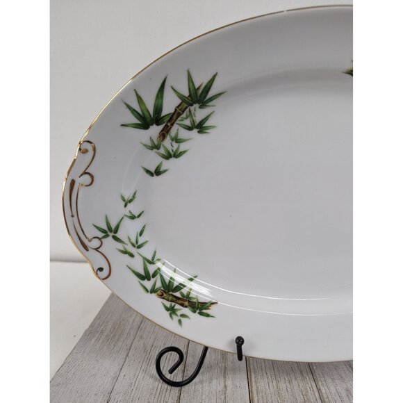 Vintage Hira Tah-Kay Bamboo China Oval Serving Platter 12" - Picture 3 of 5